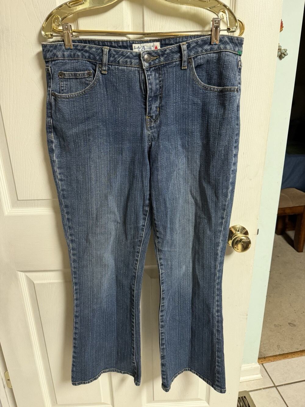 Vnt L.A. Blues Sz Med 10m Low Rise Straight Jeans Classic 90s Faded Retro 34x28